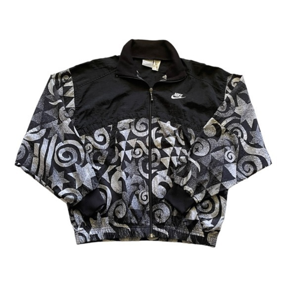 Vtg 90s Nike Windbreaker Grey Tag Nylon Jacket Jogging Tennis Track Womens 10-12